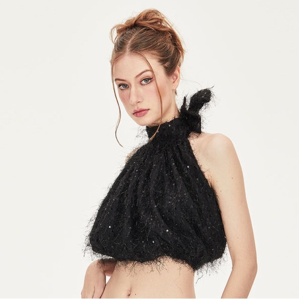 PANN PANN | Black Sequin Halter Set M/L